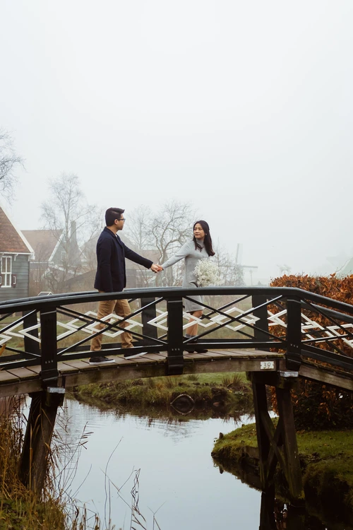 engagement photoshoot of couple at Zaanse Schans Netherlands